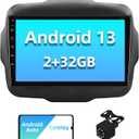 2+32G Android 13 Double Din Car Stereo for Jeep Renegade 2015-2020 with 9 Inch Touchscreen Radio Built-in Wireless Carplay/Android Auto/GPS/Bluetooth/FM/AUX-in/Steering Wheel Controls/Backup Camera
