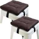 HFCNMY Bar Stool Cushions Square, 2 Pack Thick Square Seat Cushion Bar Stool Covers Kitchen Dining Chair Pads Padding with Ties Removable 12 in Coffee
