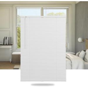 SEEYE Cordless Mini Blinds Aluminum Venetian Blind Horizontal Window Shades, 1" Slat Size - Rooming Darkening Blinds Anti-UV & Waterproof for Bedroom, Office, Easy to Install, 18" W x 64" H, White