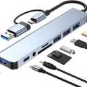 USB C Hub USB Splitter 8-in-1 USB Extender with 4 USB Port 1 USBC Jack TF/SD Card Reader 3.5mm Audio Output for MacBook Pro/iPad Pro/iPhone 15/Laptop/Galaxy Phones/More (1 to 8)