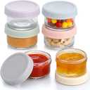 VITEVER [6 Pack] Salad Dressing Container To Go, 2.7 oz Glass Small Condiment with Lids, Dipping Sauce Cups Set, Leakproof Reusable for Lunch Box Work Trip.