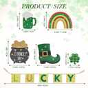 WDS WONDROUS St Patricks Day Decorations 6-Piece Set, Wooden Beer Mug Rainbow Gold Pot Boot Shamrock Hanging Ornaments with Lucky Banner for Wall Door Party Home Decor Spring Decor