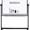 XIWODE 36x60 Large Magnetic Dry Erase Whiteboard with Stand - Double-Sided Freestanding Rolling Board, Flippable Design for Writing & Display, Black Frame for Office, Classroom, Home, Presentations (Type AFG 60"X 36" (150 X 90 cm))