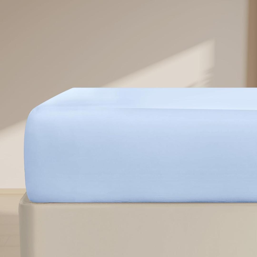 FreshCulture Full Fitted Sheet Only  Premium Hotel-Quality Fitted Sheet for Full Bed  Ultra Soft & Breathable Brushed Microfiber  Elegant Black Box Packaging (Baby Blue)