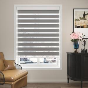Zebra Blinds for Window Light Filtering Dual Layer Roller Shades Light Control and Protecting Privacy for Home and Office (43" W x 72" H,Grey)