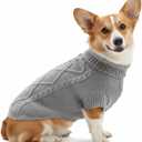 Thick Knit Dog Sweater, Warm Turtleneck Pullover Winter Sweaters for Small, Medium & Large Dogs, Cute Knitted Pet Clothes for Puppy, Holiday Costume Outfit for Boy & Girl Pet Beagle, Grey XL
