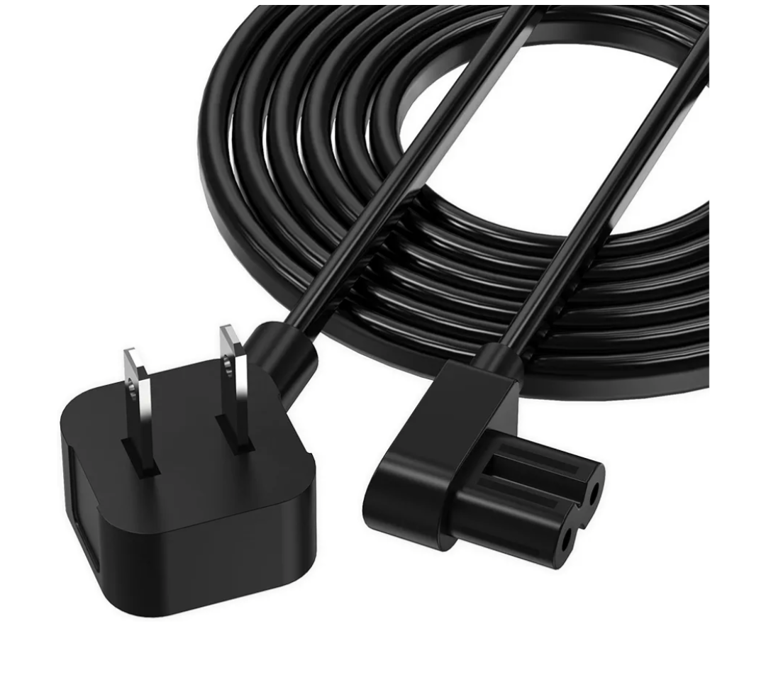 AGVEE 5ft TV Power Cord, 90 Degree Angled L-Shaped UL Listed 2-Prong AC Power Cable IEC C7 C8 Compatible with Samsung LG Sony Insignia Apple TV LCD LED, Vizio Roku JBL Partybox, Black