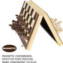 AMEROUS 15 Inches Magnetic Wooden Chess Set - 2 Extra Queens - Folding Board - Pieces Storage Slots, Handmade Portable Travel Chess Game - Beginner Chess Set for Kids, 6 up Age