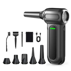 ANABOX Compressed air duster-150000 RPM Compressed Air Duster with LED Light, 8000mAh Rechargeable Battery, 4-Speed Adjustable mini Blower for Keyboard, Computer, Camera, Car, Home, 5 Nozzles