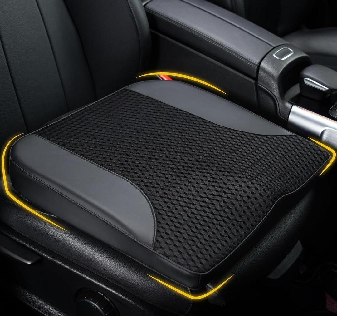Lofty Aim Car Seat Cushion, Comfortable Memory Foam Seat Pillow for Driving, Sciatica-Back Pain Relief, Cushion for Car-Truck, Office, Wheelchair - Black, 18" 17"2.5"