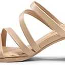 DREAM PAIRS Women's Strappy Heels Block Open Toe Low Heel Chunky Mules Sandals Dress Shoes W Size 7