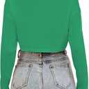 Women's St. Patrick's Day Crop Top St. Paddy's Day Shirt Irish Shirts Shamrock Graphic Long Sleeve Crop Tops for Teen Girls (X-Large, La-green-6)