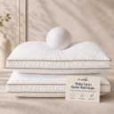 Pillows Standard Size Set of 2, Bed Pillows for Sleeping with 100% Cotton Shell, Soft Supportive 3D Down Alternative Hotel Pillows, Gusseted Pillow Set for Side Back Stomach Sleepers, White
