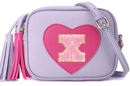 OYLOLA 3 4 5 6 7 8 Year Old Girl Birthday Gifts Initial Toddler Girl Purse Kids Purse Toddler Girls Gift Heart Purse Purple X