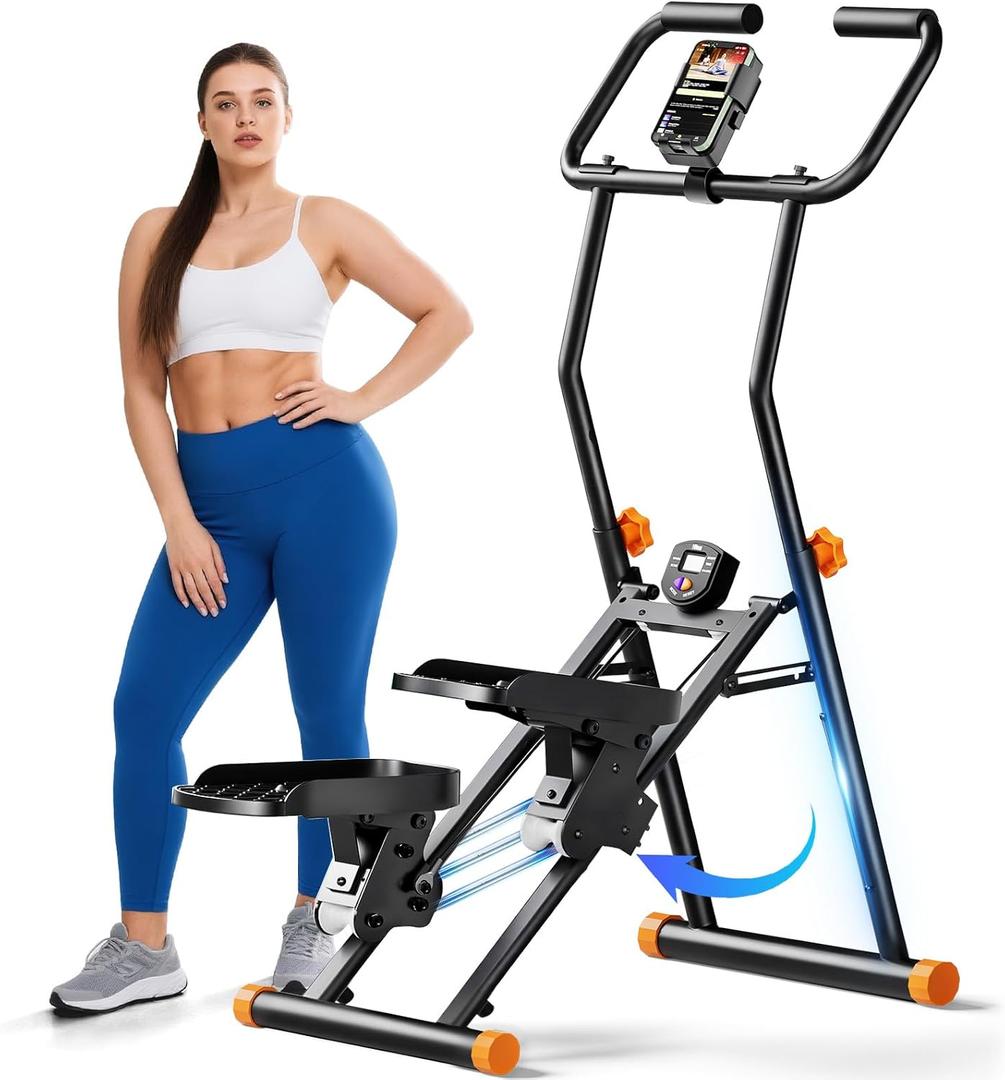 Stair Stepper for Home Gym, 350lbs Vertical Climber Machine with LCD Display, Non-Slip Pedals & 350lb Capacity Compact Folding Cardio Exercise Climber (Black)