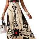 GORGLITTER Women's Sleeveless Maxi Mexican Dress Floral Boho Garden Party Sundress Wedding Guest Long Tank Dresses (Medium, Multicolor)