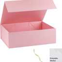 Pink Gift Box,19x16x6 Extra Large Gift Boxes With Lids For Presents Includes Ribbon And Diy Printable Sticker Paper,Bridesmaid Proposal Box,Magnetic Gift Box For Birthday,Wedding,Graduation