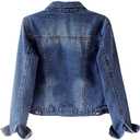Kedera Womens Basic Button Down Vintage Black Long Sleeves Denim Jean Jacket Jacket for Women (Blue, L)