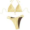 SOLY HUX Women's Polka Dots Bikini Set Halter Triangle String Thong Reversible Summer Beach Two Piece Swimsuit (Multicolor), Small