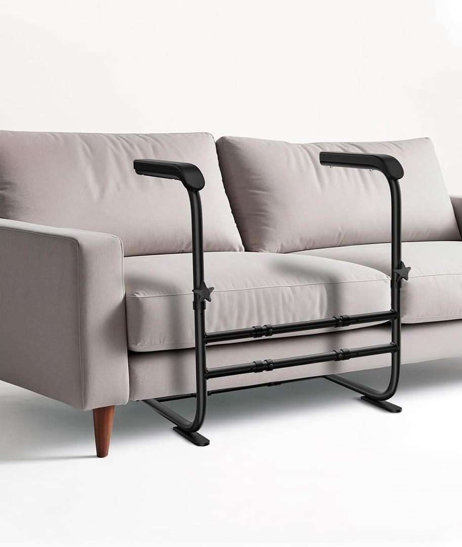 FORTEMOTUS Couch Stand Assist with Soft & Wide Handle, Height & Width Adjustable Sofa Stand Assistance for Elderly, Seniors, Pregnancy Women and Disabled, Holds up to 350 lbs (Coal)