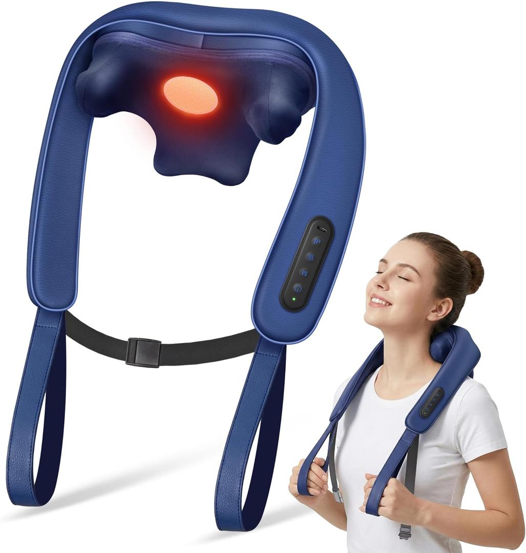 Neck Massager with Heat : Cordless Neck and Shoulder Massager for Pain Relief Deep Tissue - 3 Modes, 2 Intensity & 2 Heat, Daily Comfort for Desk Workers, At-Home Use, Women, Men