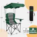 Northroad Folding Camping Chairs with Canopy Shade, Beach Chair w/Cup Holders, Armrests & Carry Bag for Outdoors Travel Sports Fishing, Green, 39 inches x 20.5 inches x 35.8 inches