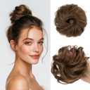 CJL HAIR 2PCs Small Cute Messy Bun Hair Piece for Thin Hair Women Mini Synthetic Curly Bun Scrunchies Updo Hairpieces Chocolate