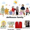 12 Pcs Wooden Dollhouse People, Dollhouse Family Set, Wooden Doll House People, Doll Family Pretend Play Figures Accessories Toy Gift for Kids Ages 3+