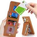 for Samsung Galaxy S22 Ultra Phone case with Card Holder with Compatible magsafe Magnetic, Key Chain PU Leather Flip Kickstand Detachable 2-in-1 Wallet case Women Men-Brown