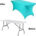 2Pack Spandex Waterproof Rectangular Tablecloths, 6FT, Turquoise, Stretchable, Stain Resistant, All-Season, Party, Wedding, Banquet, Events