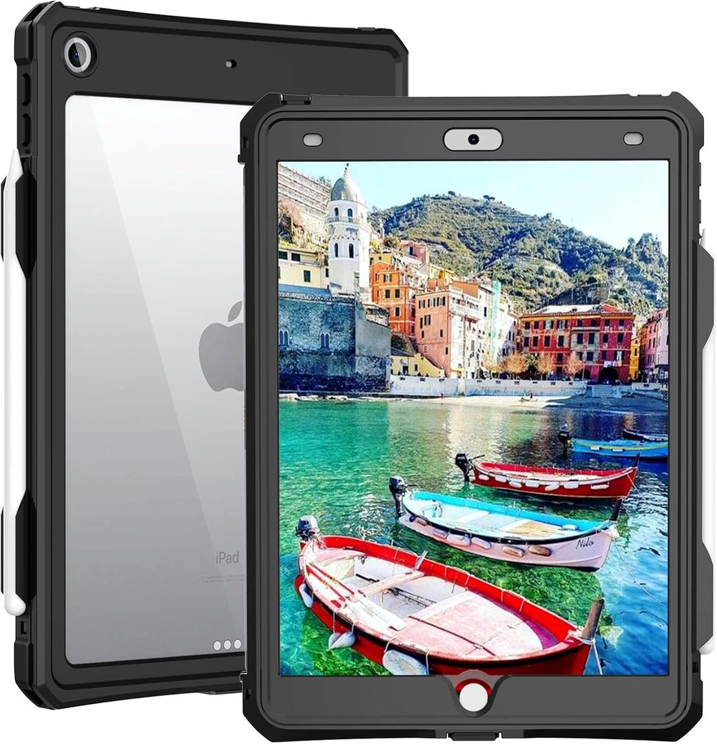 for Waterproof iPad 10.2 Case, Waterproof iPad 9th /8th/7th Generation Case Built-in Screen Protector, Full Body Shockproof Protection Case with Strap for iPad 10.2 inches 2021/2020/2019