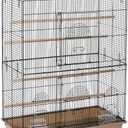 Prevue Pet Products Flight Cage for Multiple Small Birds, Steel Metal and Plastic Cage Home Crate Enclosure for Birds, Standing Birdcage, Brown/Black