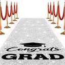 Sliner Glitter Silver Congrats Grad Carpet Runner Rug for Graduation Prom Party Decorations 2ft x 15ft Glitter Graduation Runway Rug for Prom Party Decor Aisle Runner for School College Grad Ceremony, 4" x 24"