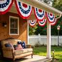 2 x 4 FT American Fan Bunting for Outside 4 Pack Patriotic Pleated Fan Flag Red White Blue 4th of July Decorations USA Flags for Outdoor Yard Party Independence Memorial Day Decor