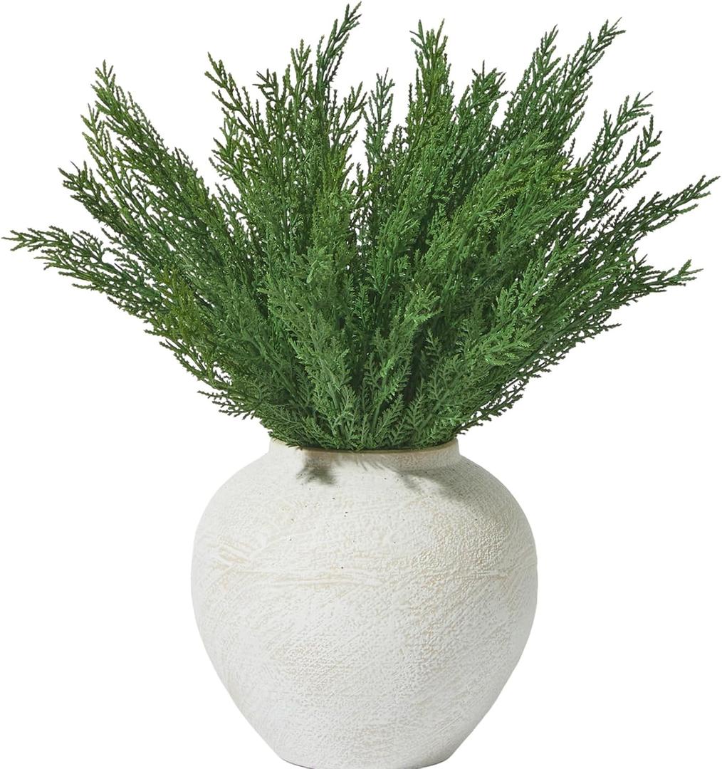 12 Pcs Faux Cypress Stems Christmas Artificial Pine Branches Greenery Stems Fake Cedar Christmas Vase Fillers Home Decorations 18 Inch