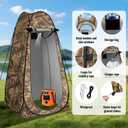 Portable Shower with Heater, Pop up Shower Privacy Tent with LED Lights, 6000mAh Camp Shower Pump, 6.6 Gallons Foldable Bucket, Outdoor Camping Shower Kit for Hiking, Beach, Pet Bath, Car Wash (Camo)