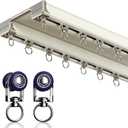 Double Row Ceiling Curtain Track - Ceiling Mounted Curtain Double Rails for Curtains, Drapes, Room Dividers - Sliding Curtain Rail (White, 3M)