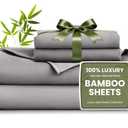 Love's cabin 4 Piece Full Size Sheet Set, Cooling Sheets, 100% Rayon Derived from Bamboo, Breathable & Soft Full Size Bed Set, Deep Pocket Up to 16", Hotel Luxury Silky Bedding Sheets, Grey
