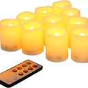 Flameless Votive Candles with Remote Control and Timer Bulk Set of 10 Tealight Candles/Realistic Outdoor Flickering Battery Operated LED Tea Lights (Batteries Included) 200Hours