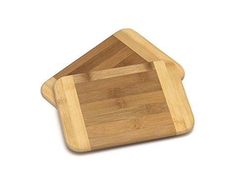 Lipper International Bamboo Wood Two-Tone Kitchen Cutting and Serving Board, Small, 7 3/4" x 6" x 1/4", Set of 2 One Cracked