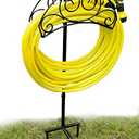 Outdoor Garden Hose Holder Hanger,Freestanding Heavy Duty Metal Water Hose Reel,Hose Stand,Hose Rack,Black (heart-shaped)