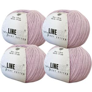 Baby Cotton Yarn, 55% Cotton 45% Acrylic, Fine (2) for Crochet and Knitting 4x1.76 Oz (4x50g) / 4x177 Yrds (4x162m), Soft Yarn, Amigurumi Yarn