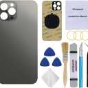 Back Glass Replacement (Graphite) Compatible with iPhone 12 Pro Max 6.7 inches All Carriers with Pre-Installed Adhesive and Repairing Tool Kits