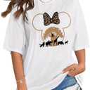 Flafens T Shirts for Women Graphic Tees Cute Shirts Cotton Fit Short Tshirts (Large, Leopard)