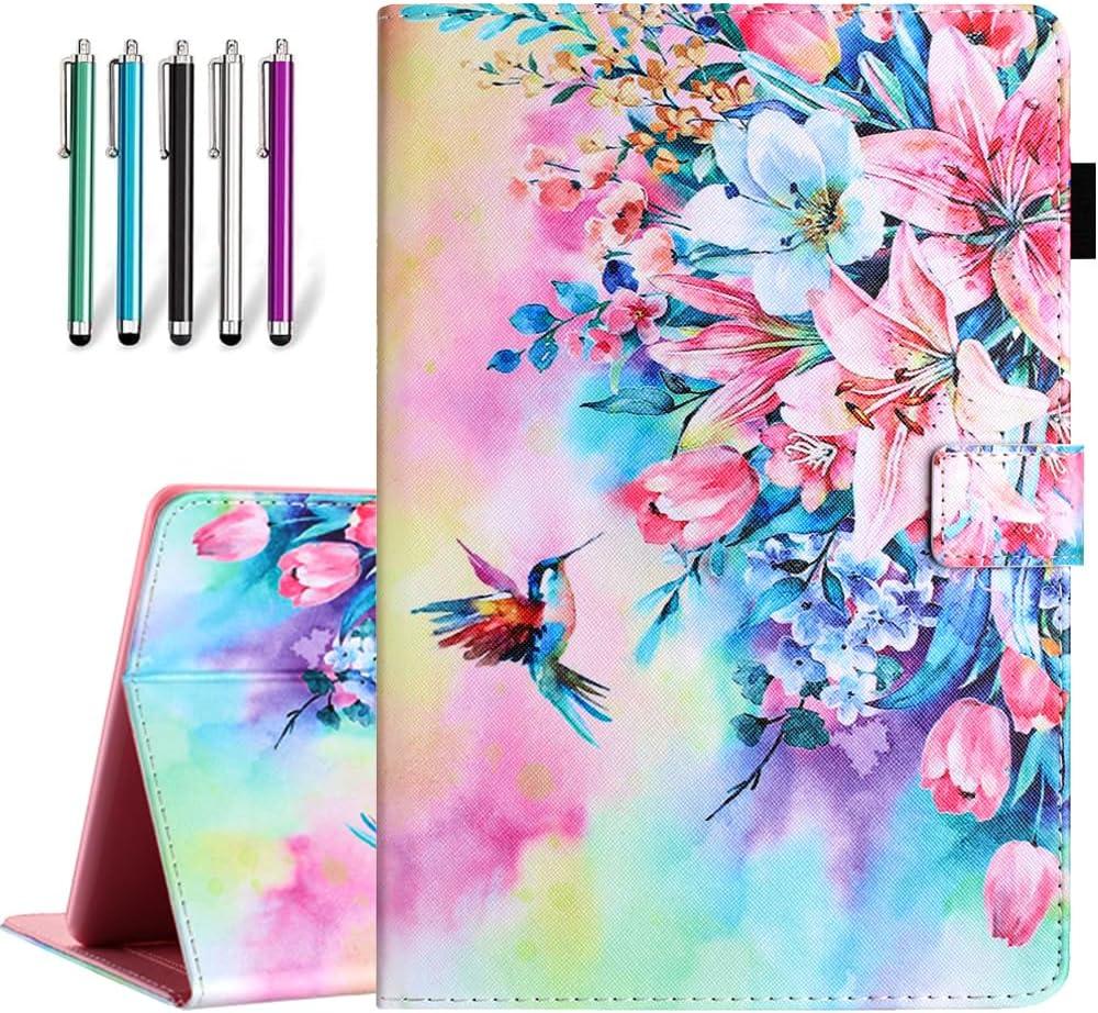 Fancity Case Fits All-New Amazon Kindle Fire HD 10 & 10 Plus (13th/11th Generation, 2023/2021 Release), PU Leather Stand Cover with Smart Auto Wake/Sleep & Pen Holder Card Slot, Hummingbird
