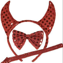 children's Halloween costume, red, the devil, with headband, tail atached