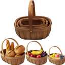 3Pack Harvest Basket, Garden Baskets with Handles, Handmade Woven Fruits Vegetable Storage Serving Holder, Gift Packing Woven, Flower Girl