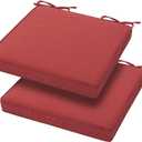 Magpie Fabrics Indoor Outdoor Waterproof Square Chair Cushion, 18" x 18" x 2.5", 2 Pack, Water Resistant Seat Cushions, for Patio Garden Office, Dark Red