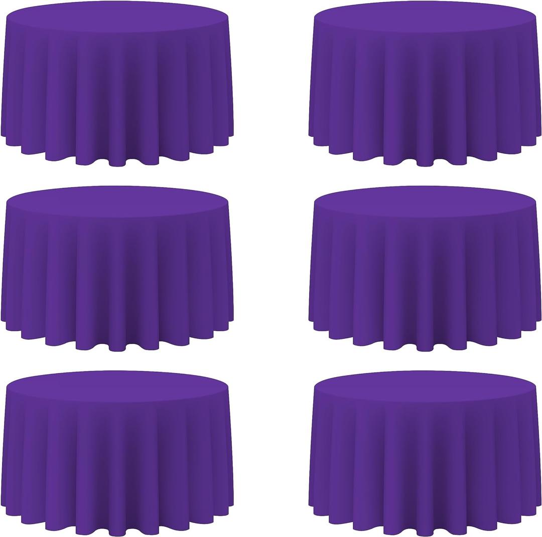 BRILLMAX 6 Pack Purple Round Tablecloths 120 Inch - Circle Bulk Linen Polyester Fabric Washable Table Cloth Cover for Wedding Reception Banquet Birthday Party Buffet Restaurant