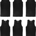 Gelante 6 Packs 100% Cotton Athletic Men's Basic Tank Top (3X-Large, Black)